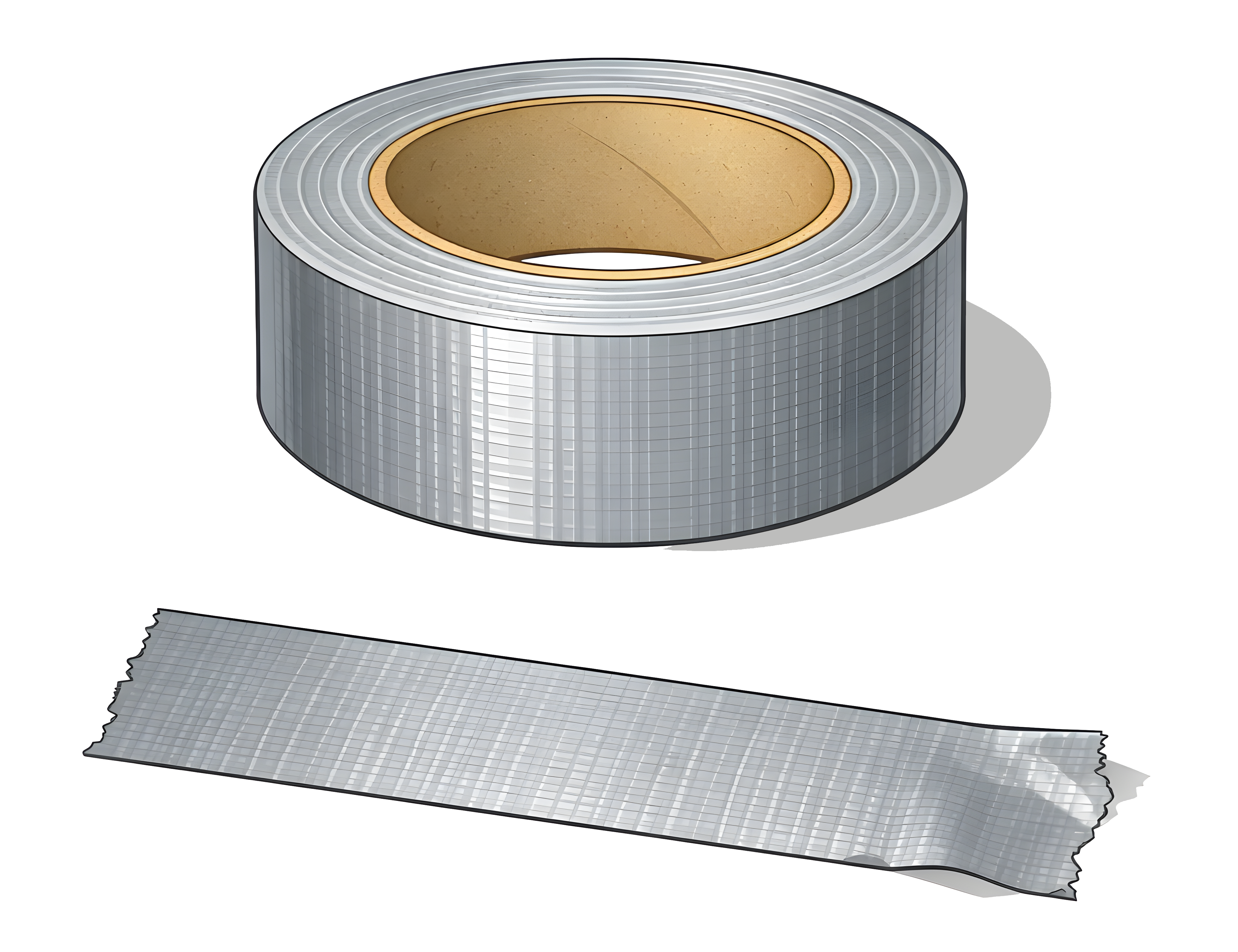A roll of duct tape and a torn strip of duct tape